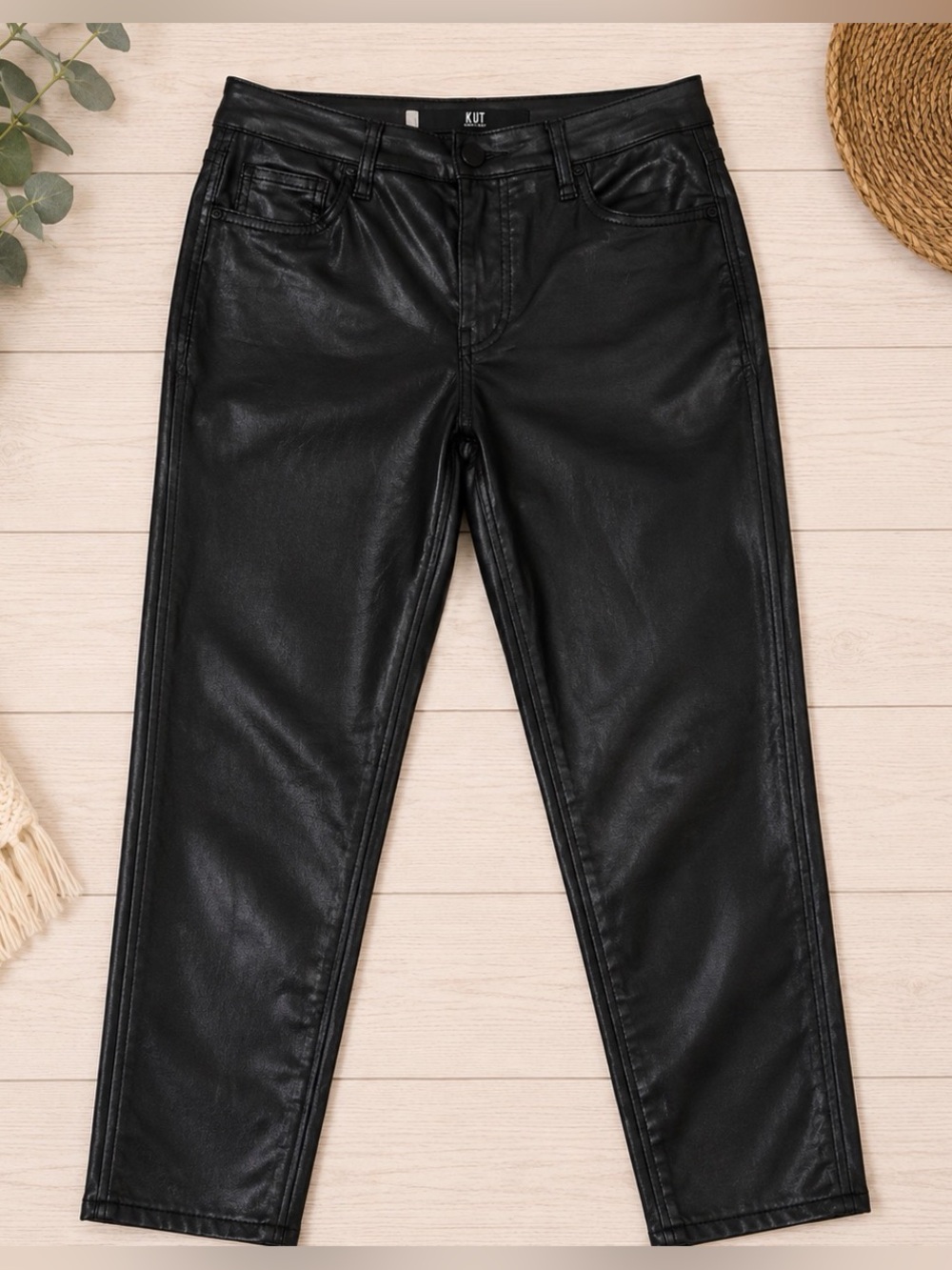 Kut From The Kloth Donna Fab Ab High Rise Faux Leather Ankle Skinny Pants Size 6